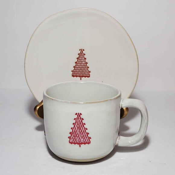 Hearth & Hand Mug and Plate Red Christmas Tree Stoneware - Picture 8 of 8